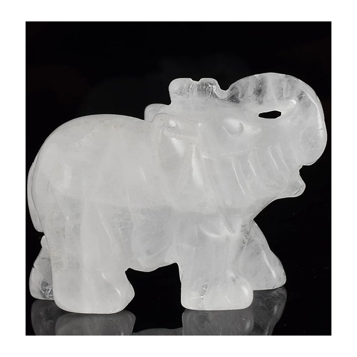 Handgeschnitzte Elefant Figur aus weißem Quarz Naturstein für Fengshui und Wohnkultur - Bild 1