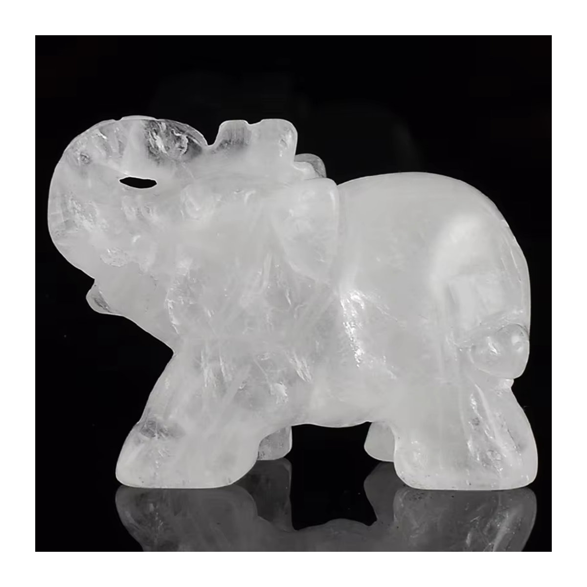 Handgeschnitzte Elefant Figur aus weißem Quarz Naturstein für Fengshui und Wohnkultur - Bild 2