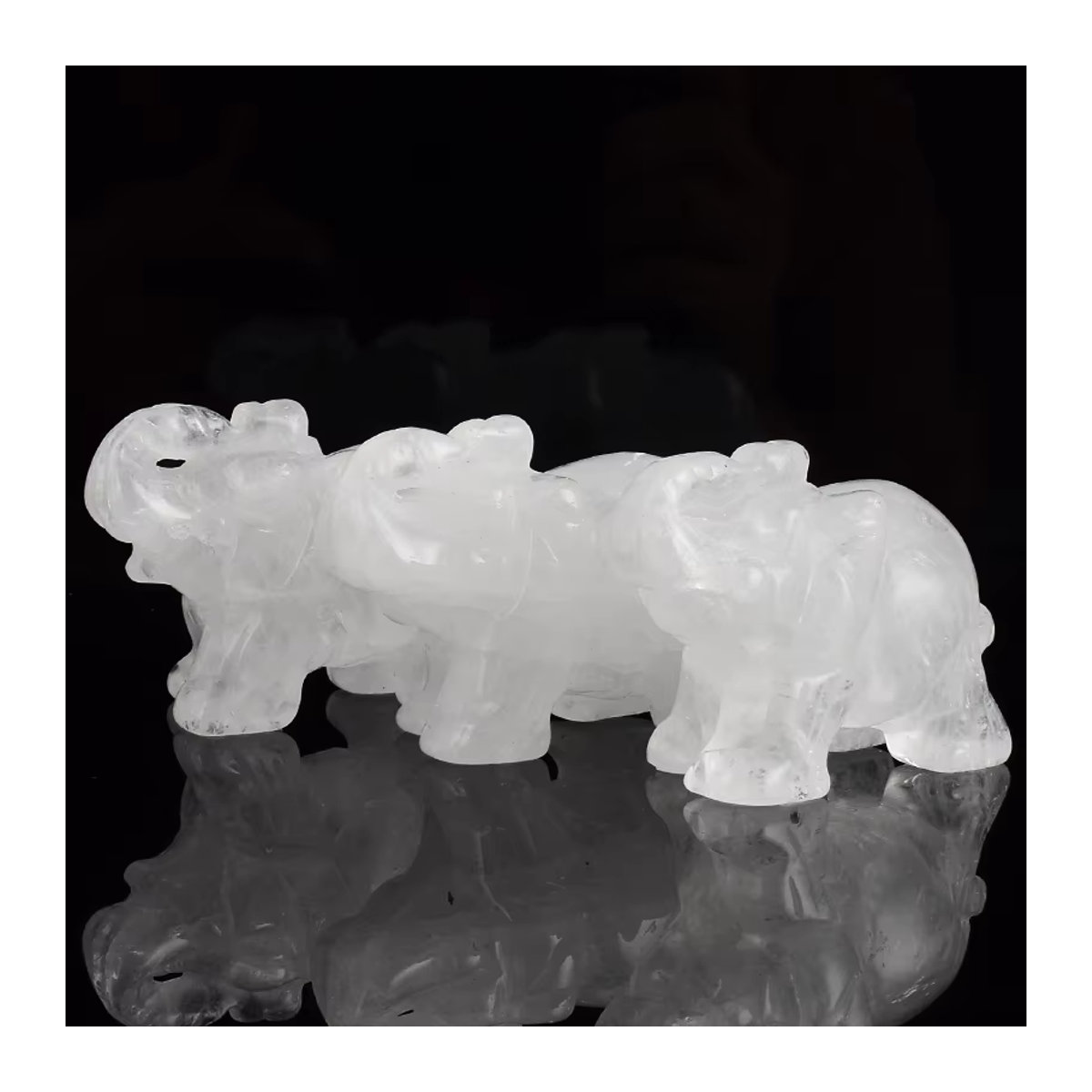 Handgeschnitzte Elefant Figur aus weißem Quarz Naturstein für Fengshui und Wohnkultur - Bild 3