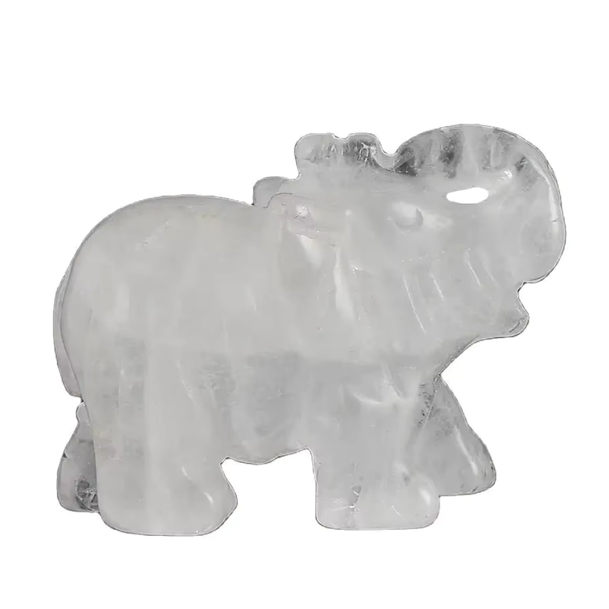 Handgeschnitzte Elefant Figur aus weißem Quarz Naturstein für Fengshui und Wohnkultur - Bild 4