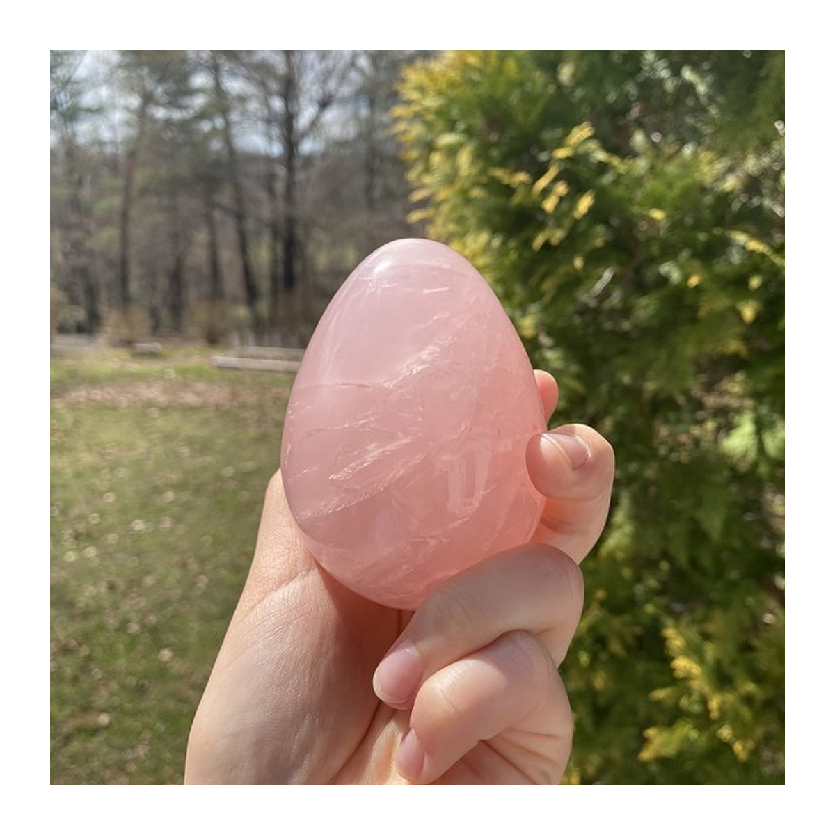 Handgeschnitzte Rosenquarz Eier in Rosa als Dekoration für Ostern, Aquarium oder als Geschenk - Bild 1
