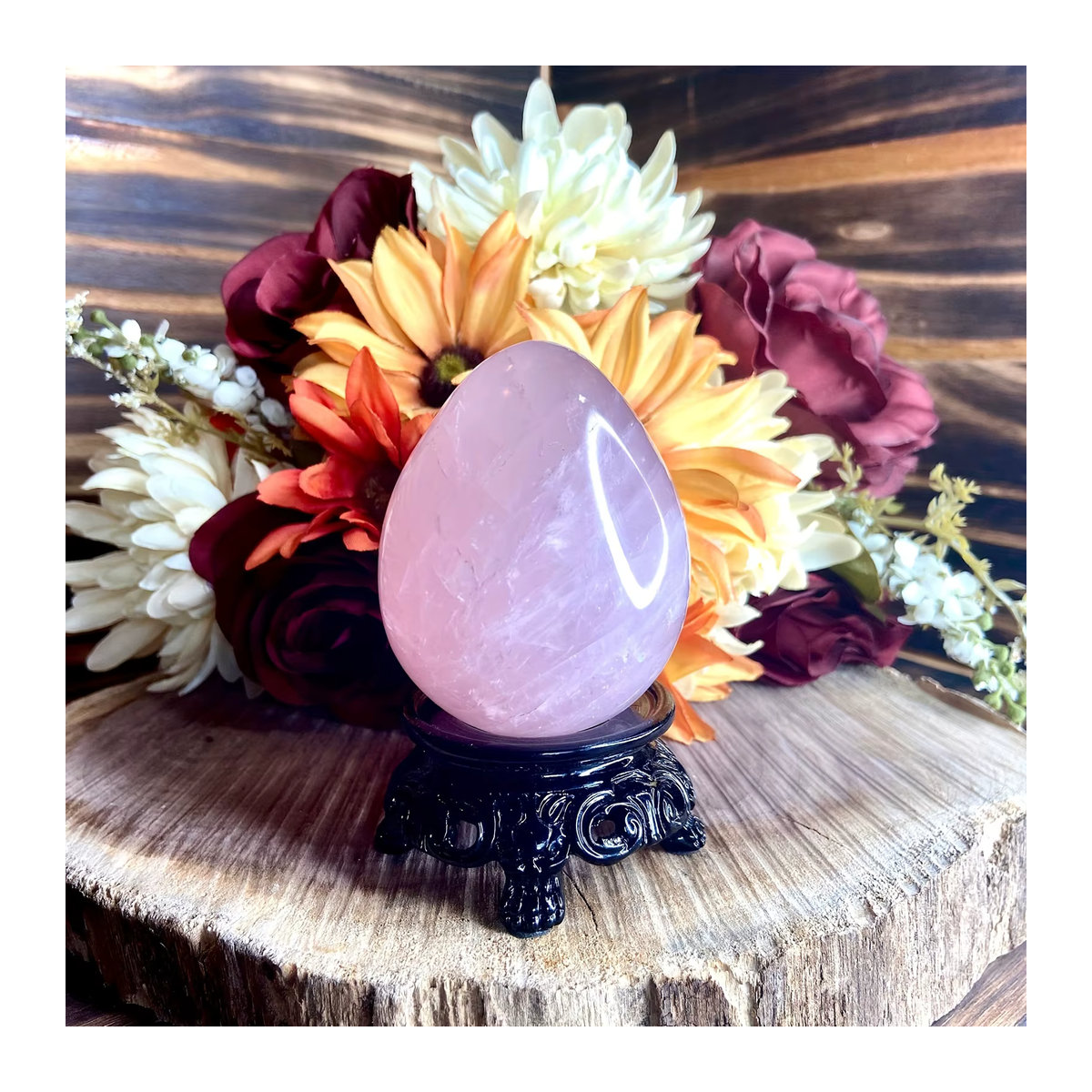 Handgeschnitzte Rosenquarz Eier in Rosa als Dekoration für Ostern, Aquarium oder als Geschenk - Bild 2
