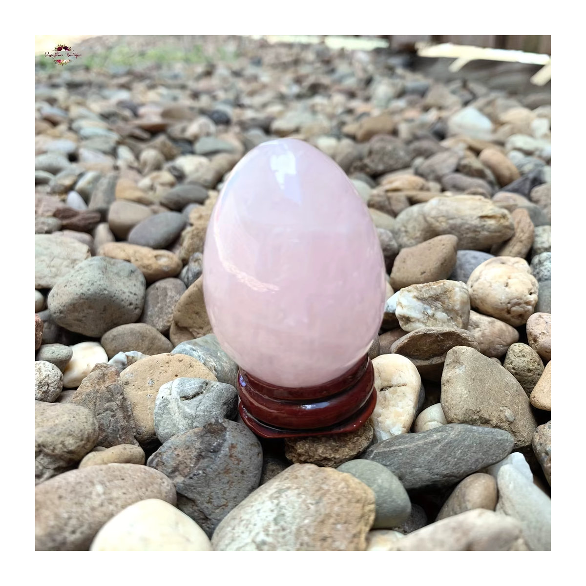 Handgeschnitzte Rosenquarz Eier in Rosa als Dekoration für Ostern, Aquarium oder als Geschenk - Bild 3