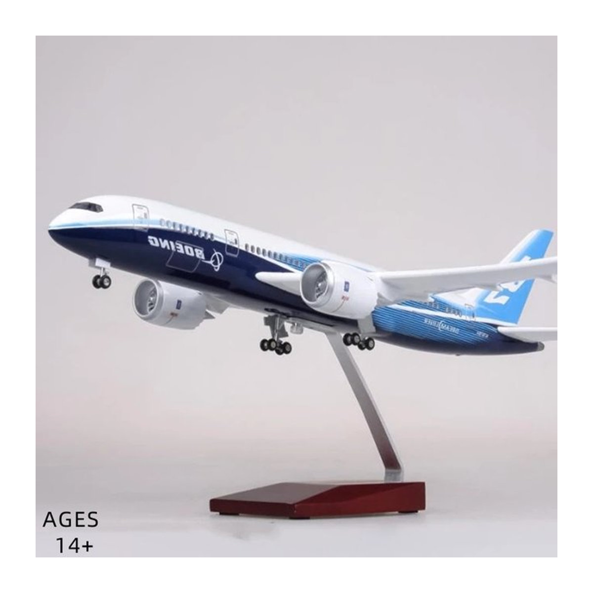 Hang Kun B787 Dreamliner Flugzeugmodell aus Harz im Maßstab 1:130 mit Lichtern und Rädern, Länge: 43 cm - Bild 1