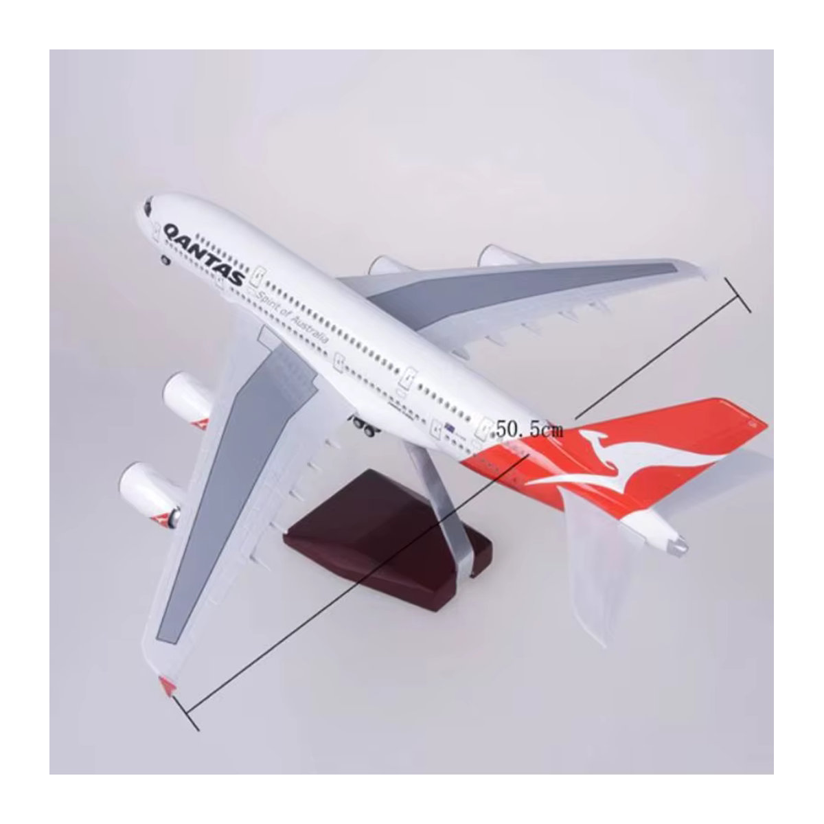 Hang Kun Flugzeugmodell A380 Qantas Airline in Weiß, Maßstab 1:160, aus Kunstharz und Kunststoff mit Licht und Rädern - Bild 2