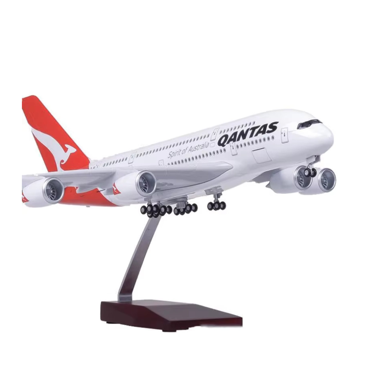 Hang Kun Flugzeugmodell A380 Qantas Airline in Weiß, Maßstab 1:160, aus Kunstharz und Kunststoff mit Licht und Rädern - Bild 3