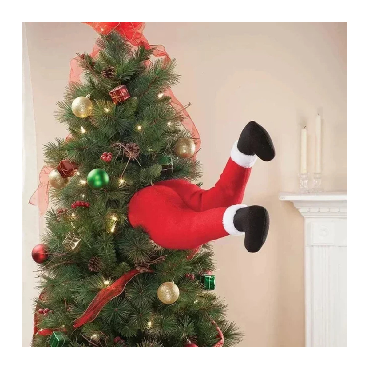 Hängende Weihnachtsmann-Ornamente aus Plüsch in Elfenbein zur Weihnachtsdekoration für Fenster und Türen - Bild 1