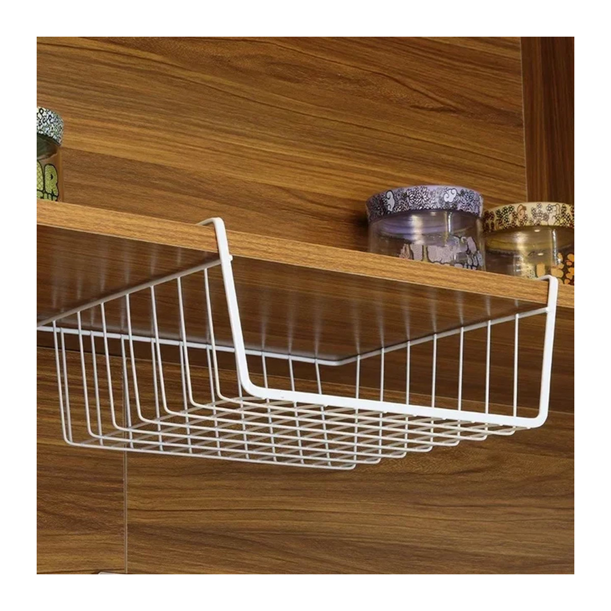 Hängender Metall-Mesh-Korb als Organizer für Schreibtisch oder Schrank in Schwarz - Bild 1
