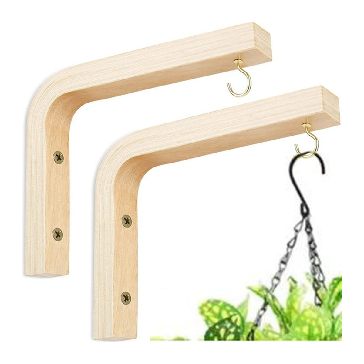 Hängender Pflanzkorb aus Holz als Wandbehang für Indoor und Outdoor zur Dekoration von Blumentöpfen, Balkon und Garten - Bild 1