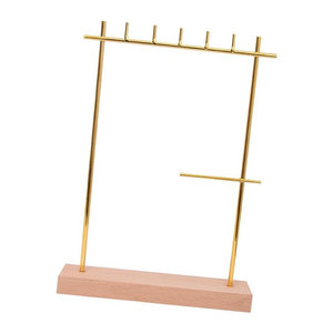Hängender Schmuckständer für Ohrringe als Organizer und Vitrine in Gold, B/H: 24,5 x 24,5 cm
