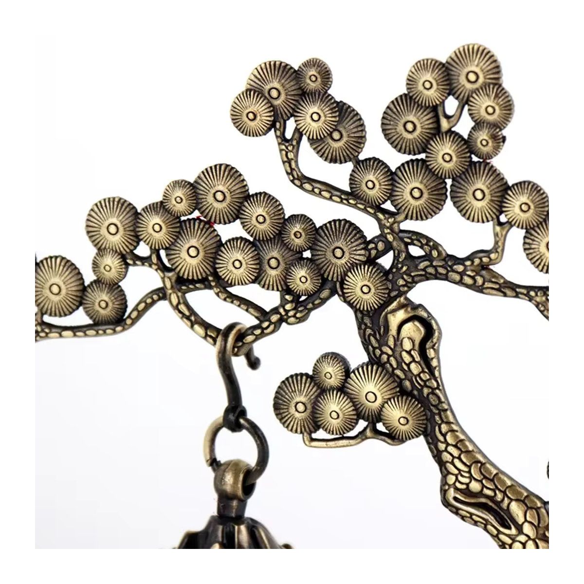 Hängender Weihrauchbrenner im chinesischen Stil aus Kiefernholz und Metall in Gold für Teezeremonien und Aromatherapie - Bild 4
