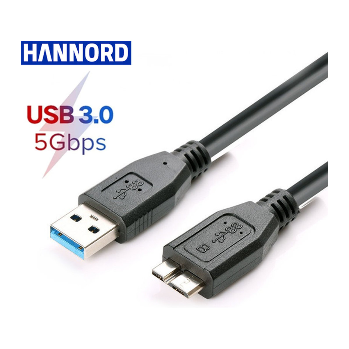Hannord USB 3.0 auf Micro B Kabel in Schwarz für externe Festplatten und HDD mit 5 Gbit/s - Bild 1