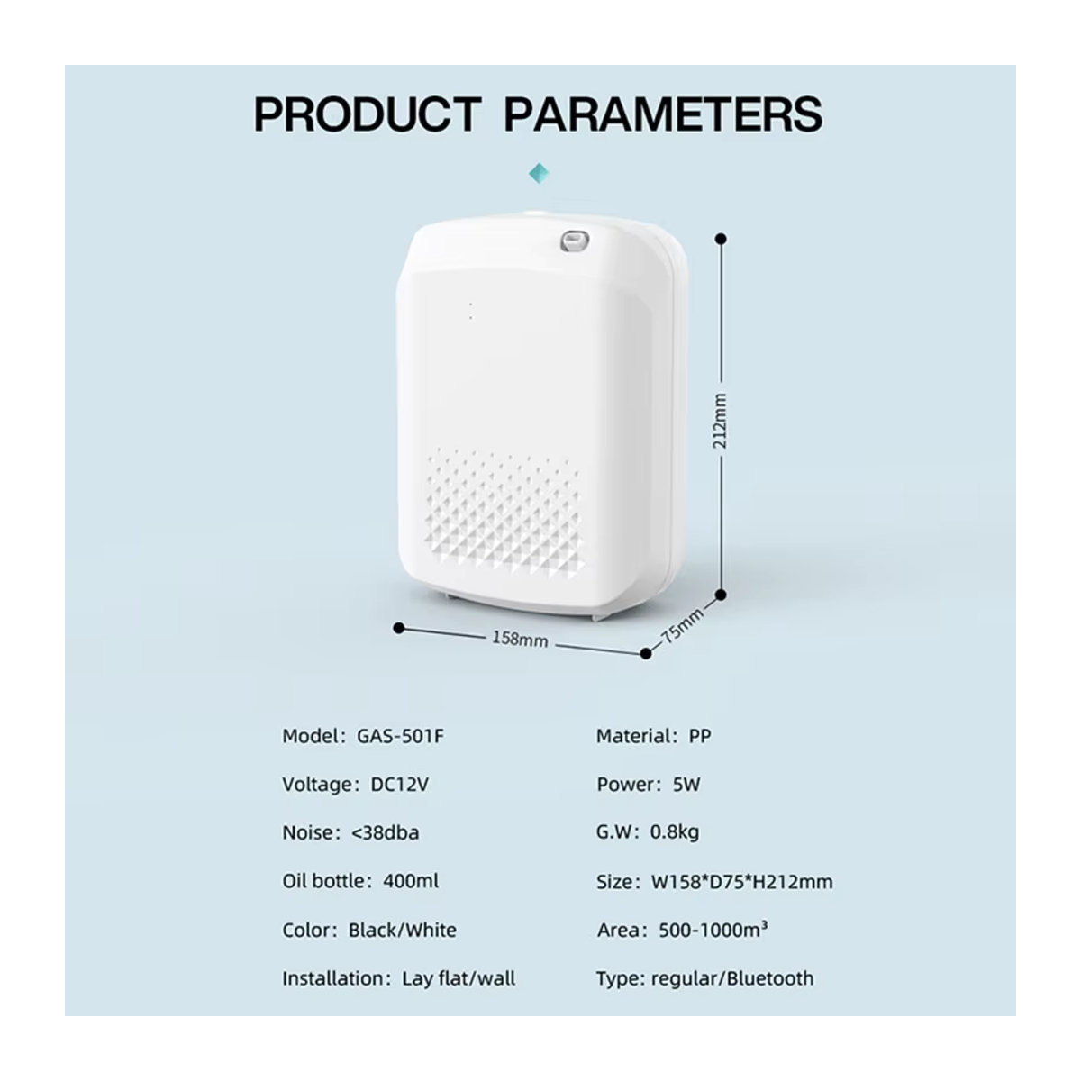 HAOYUNMA Intelligenter Aroma-Diffusor in Schwarz mit Bluetooth-Steuerung für ätherische Öle, elektrischer Duftdiffusor für Hotels und Zuhause mit einer Abdeckung von 500 m3 - Bild 2