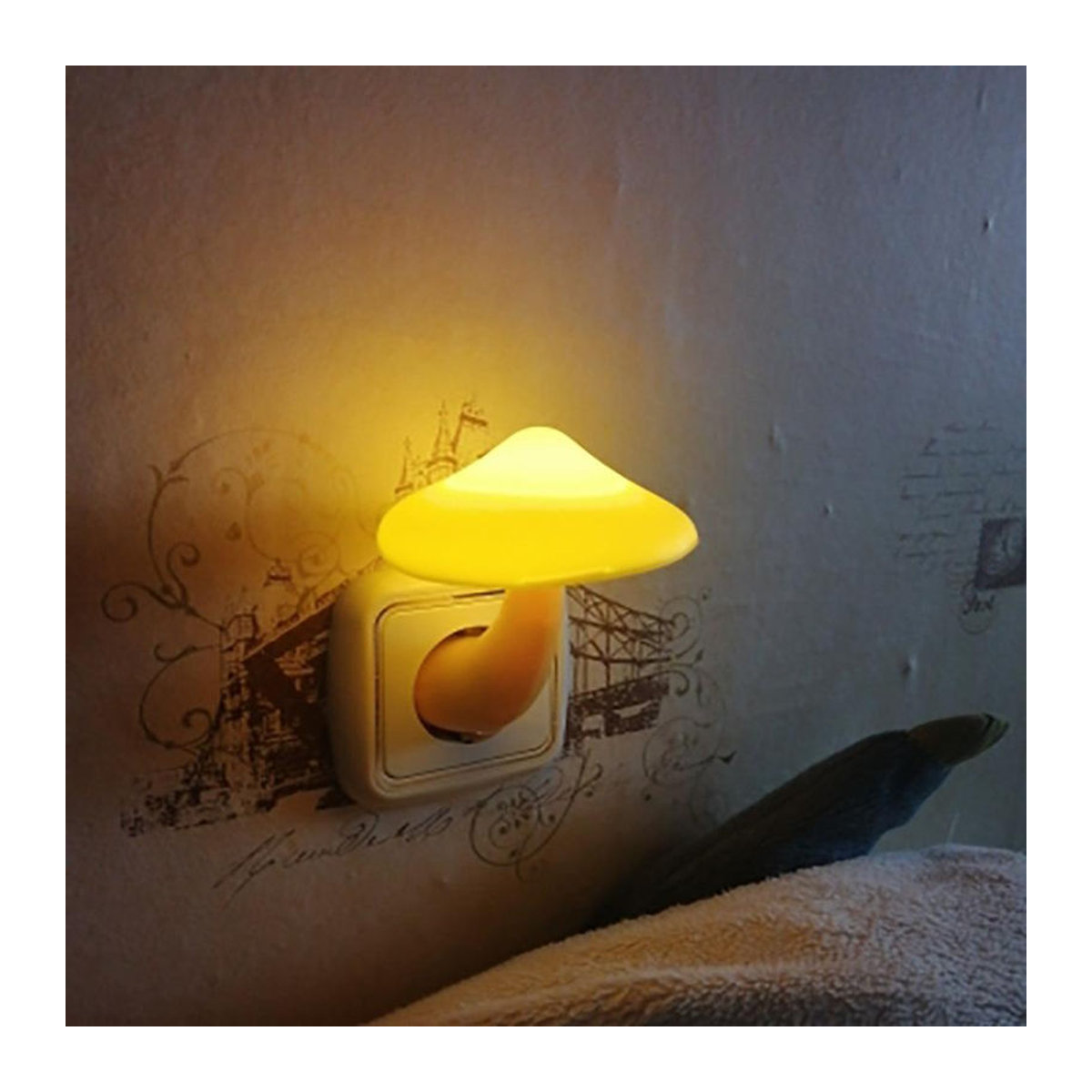 Happy6 LED-Nachtlicht Pilz-Wandleuchte mit Induktion und Lichtsteuerung in Gelb und Warmweiß aus Polycarbonat - Bild 3