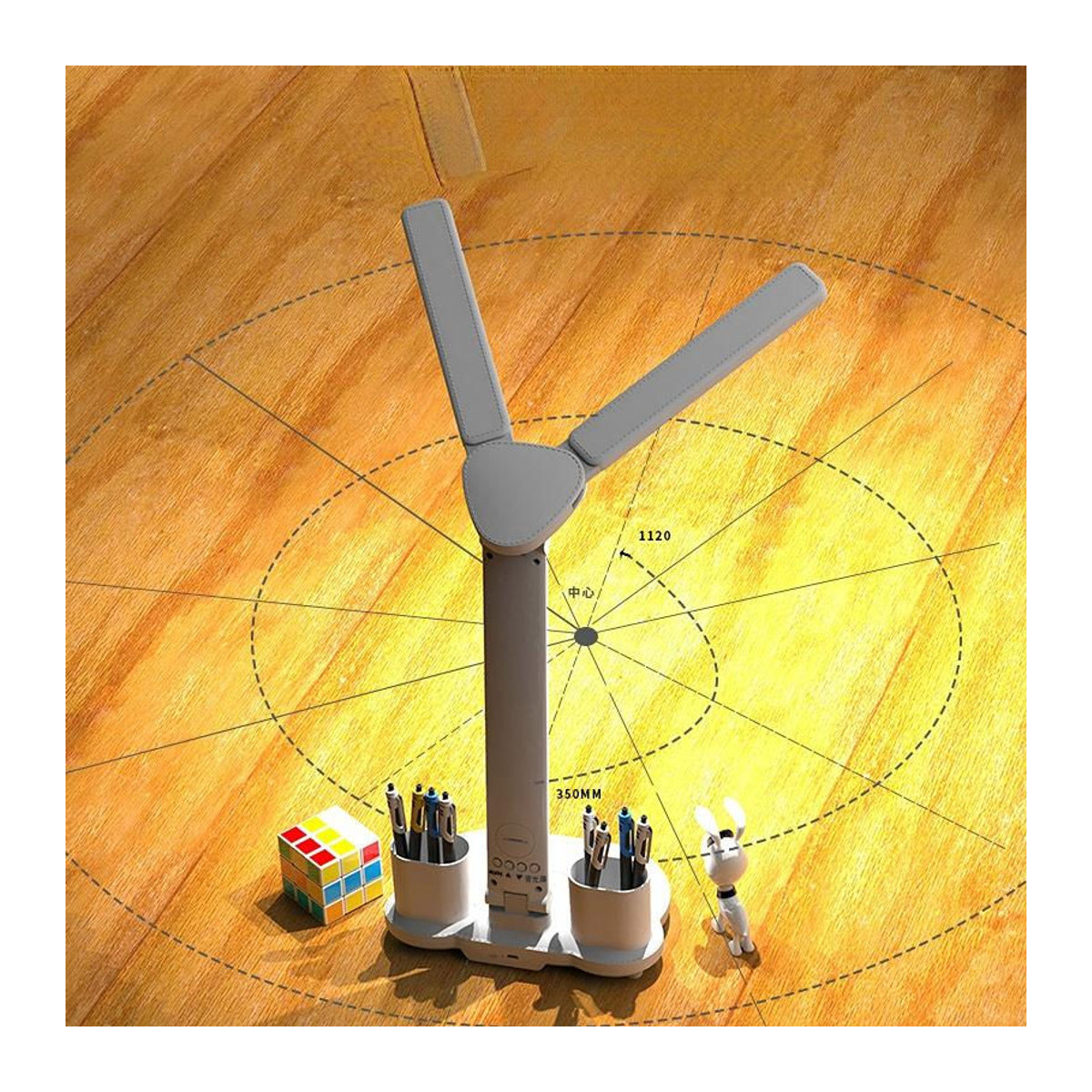 Happy6 LED-Schreibtischlampe in Weiß mit Kalender, Temperaturuhr und Touch-Dimmung, faltbare USB-Tischlampe für Studium und Lesen - Bild 2
