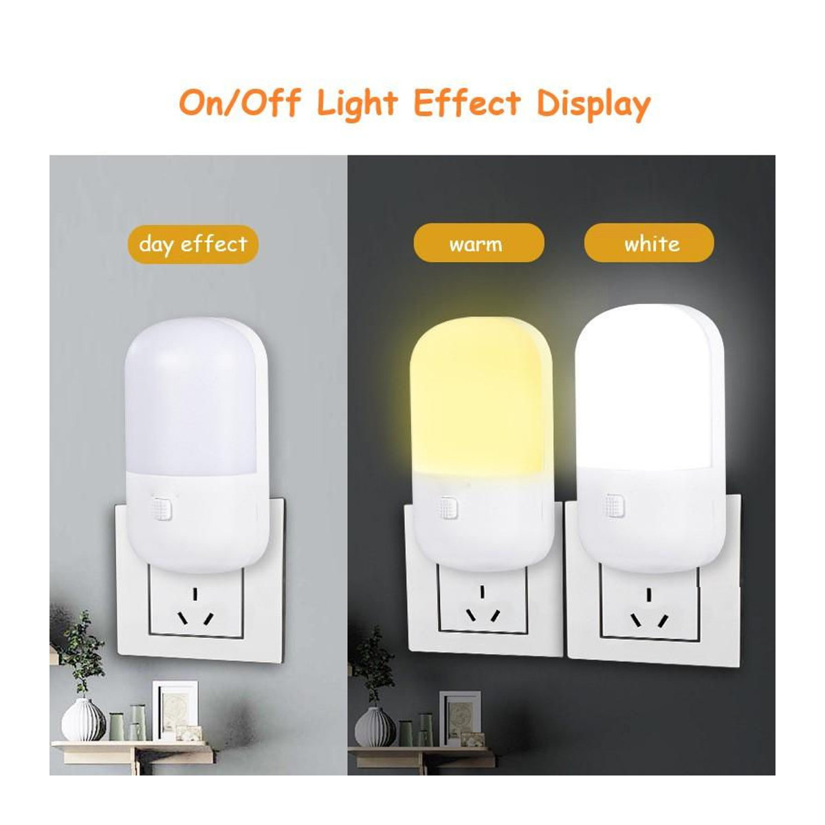 Happy6 LED Steckdosenlampe als energiesparendes Nachtlicht in Weiß mit 3 Watt und zweifarbiger Beleuchtung - Bild 4