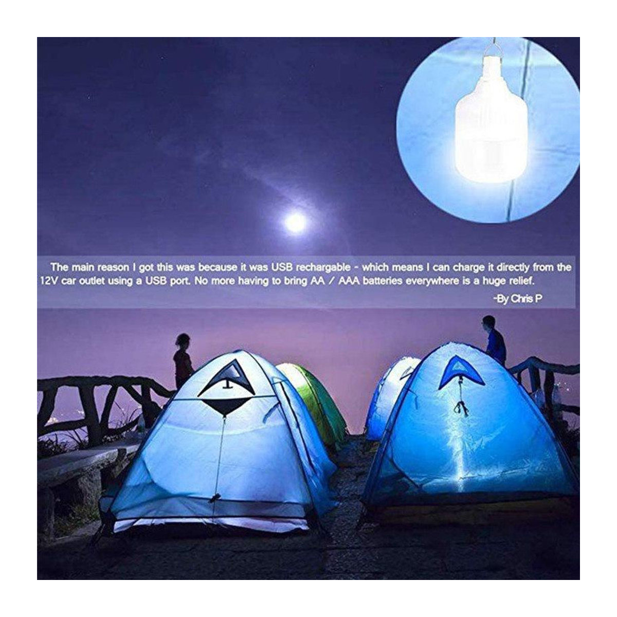 Happy6 Wiederaufladbare 80 W USB-LED-Glühbirne in Weiß für Camping, Nachtfischen und Notbeleuchtung - Bild 3