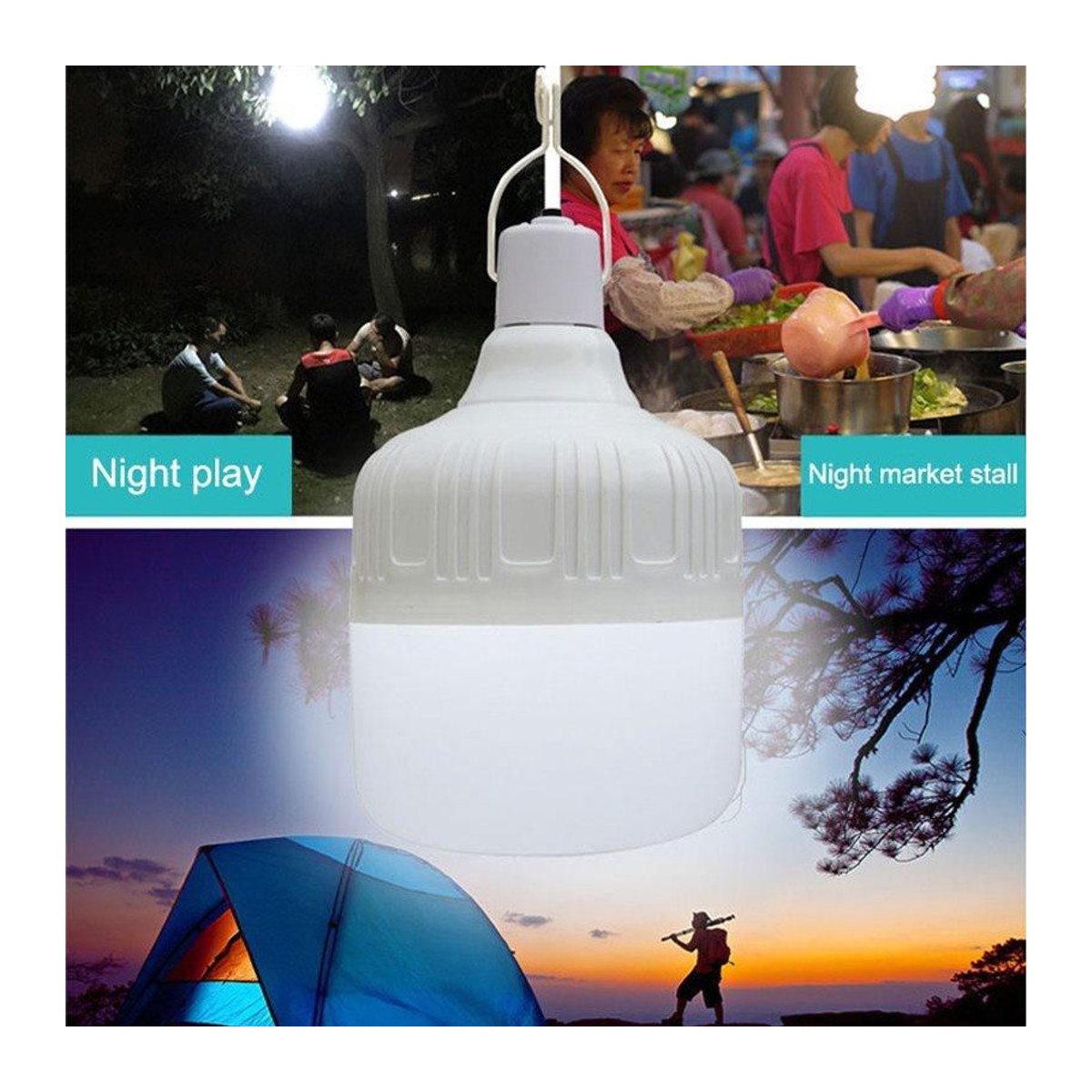 Happy6 Wiederaufladbare 80 W USB-LED-Glühbirne in Weiß für Camping, Nachtfischen und Notbeleuchtung - Bild 6