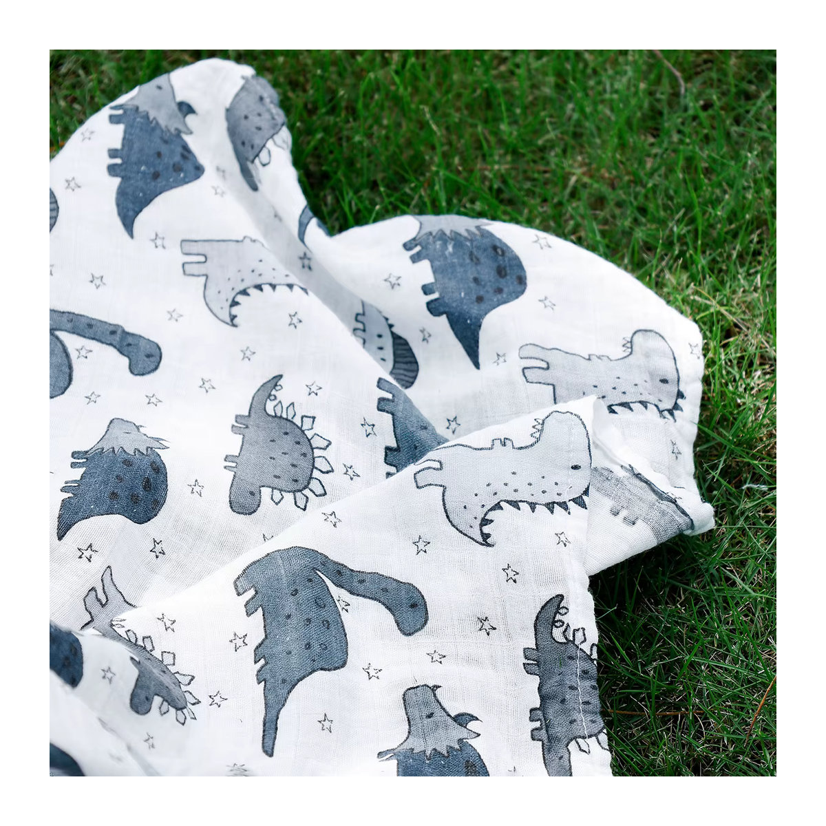 HappyFlute Babydecke mit Dinosaurier-Druck aus weichem Bambus-Baumwollstoff als Multifunktions-Pucktuch und Schlafdecke für Neugeborene in Multicolor - Bild 3