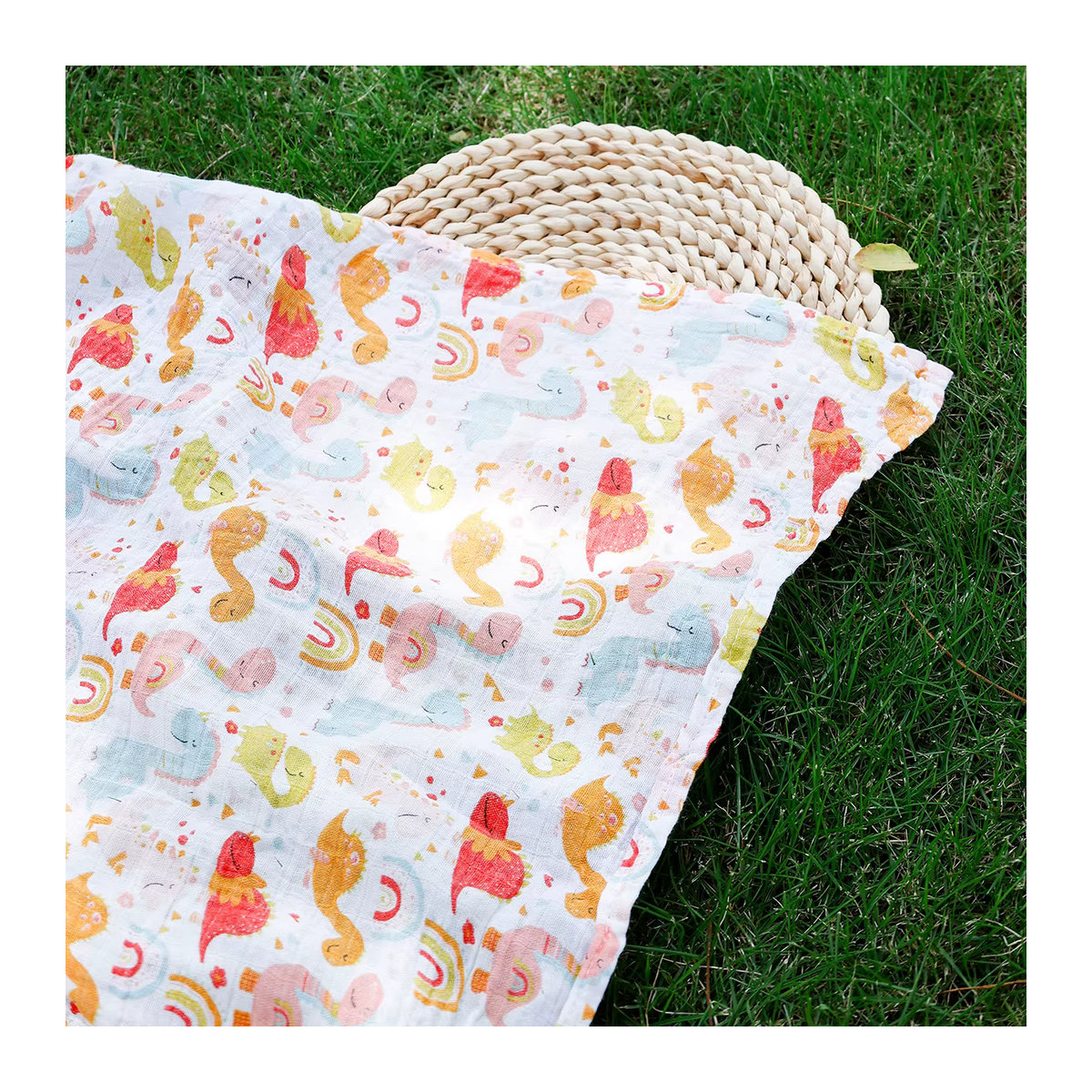 HappyFlute Babydecke mit Dinosaurier-Druck aus weichem Bambus-Baumwollstoff als Multifunktions-Pucktuch und Schlafdecke für Neugeborene in Multicolor - Bild 4