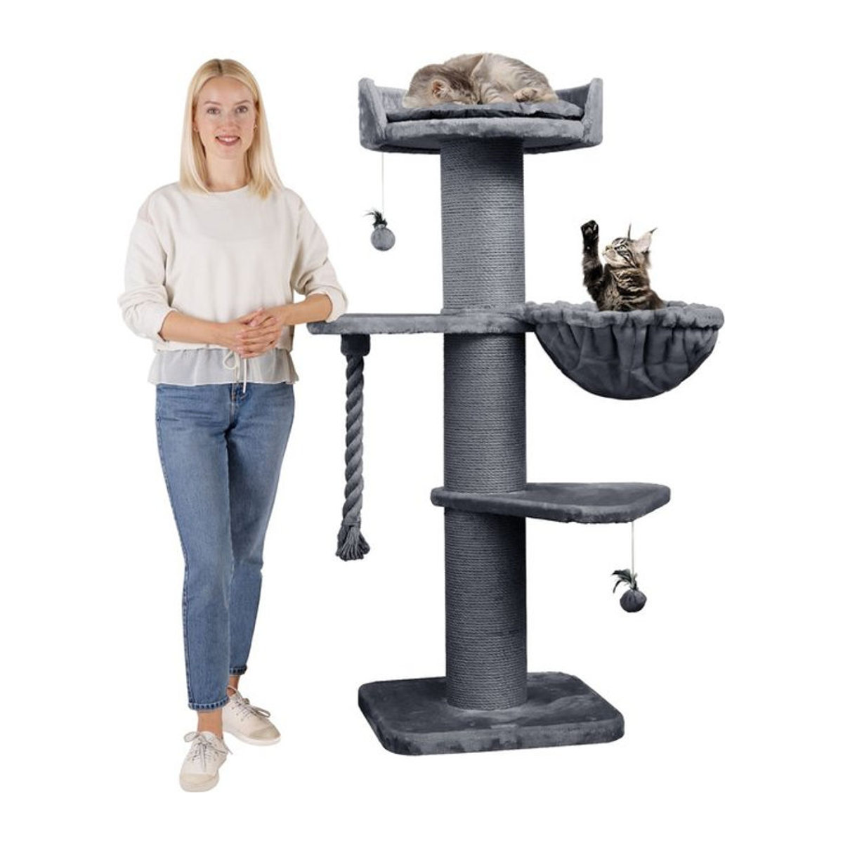 HAPPYPET Premium Kratzbaum Cooper Stabil in Grau, Höhe: 150 cm - Bild 1