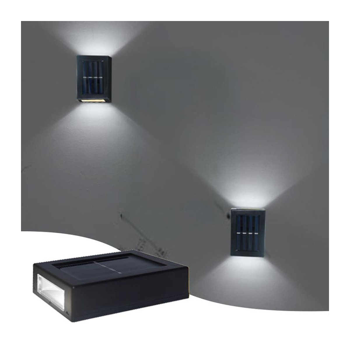 Happypilot Solar LED Wandleuchte für Außenbereich, wasserdichte Up-and-Down Gartenlampe in Warmweiß, Schwarz oder Weiß - Bild 6