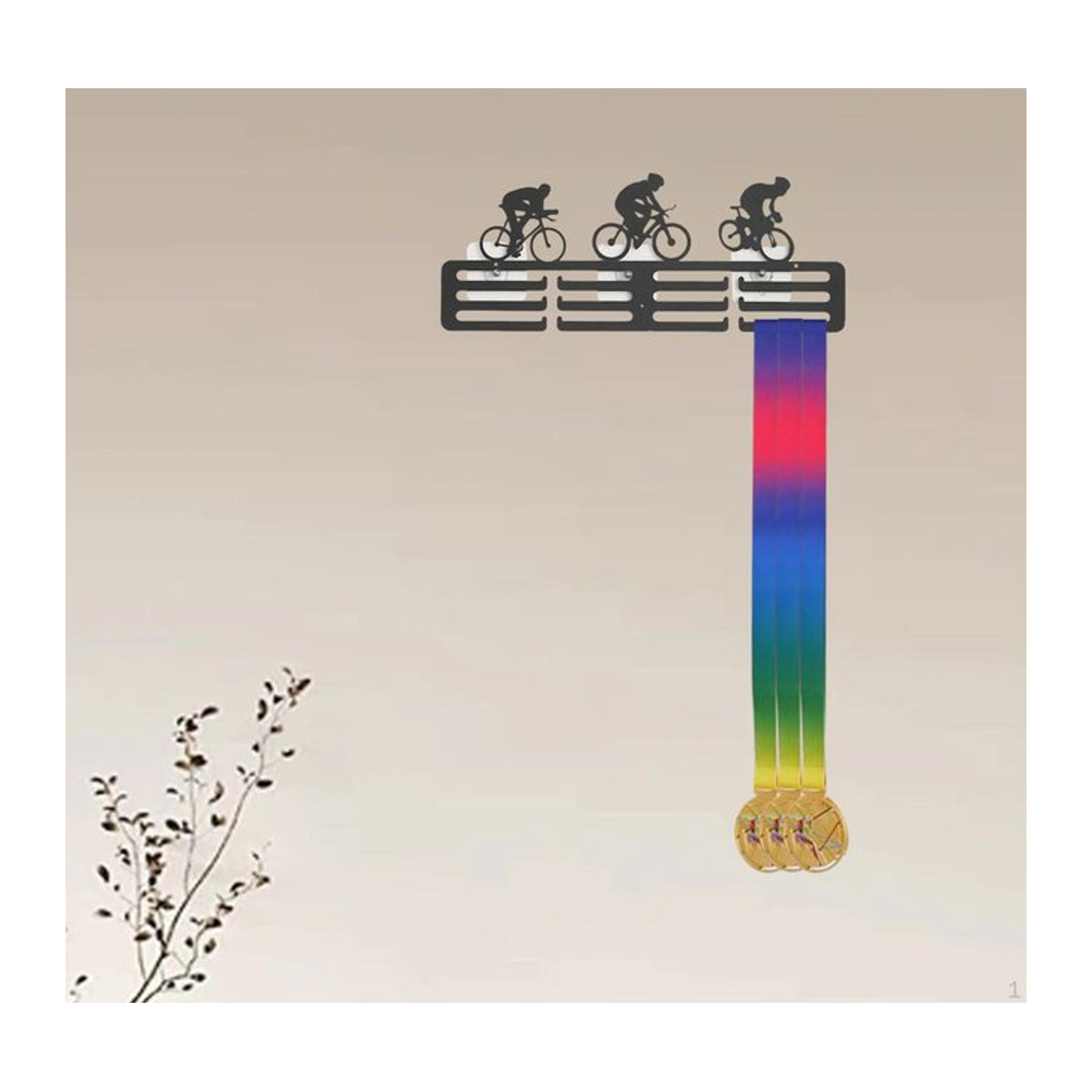 HappyToy Medaillen-Aufbewahrungsregal aus Metall als Wandmontage-Organizer für Cycling im geometrischen Design - Bild 1