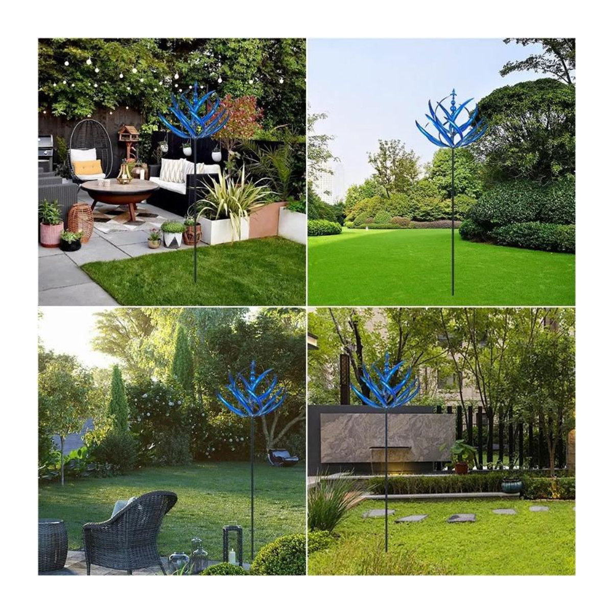 Harlow Windrad aus Metall als kinetische Skulptur und Gartendeko in Rot oder Blau - Bild 4