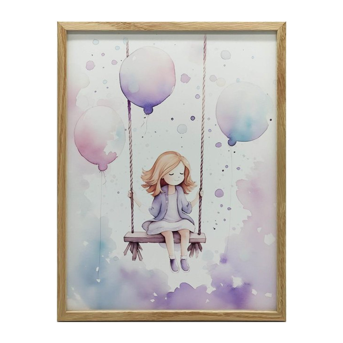 Harmony Posters Wandbild Bunte Freude Auf Der Schaukel in Multicolor mit Holzrahmen Helle Eiche, B/H: 50 x 70 cm - Bild 1
