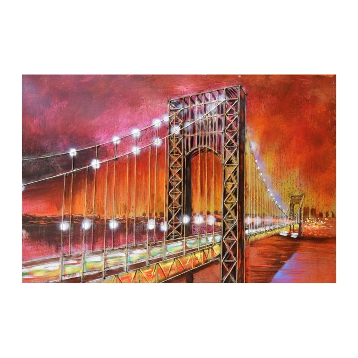 Harms Import & Vertriebs GmbH & Co. KG 3D Metallbild Brücke in Vintage-Optik, mehrfarbig - Bild 1