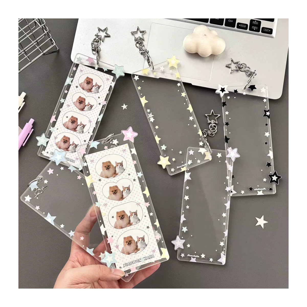 HarPaper Fotokabinenalbum mit Stern-Design aus Acryl, mehrfarbig und transparent, für Fotostreifen in 5,1 x 15,2 cm, inklusive 2 x 6 Lesezeichenhalter für Hochzeiten - Bild 2
