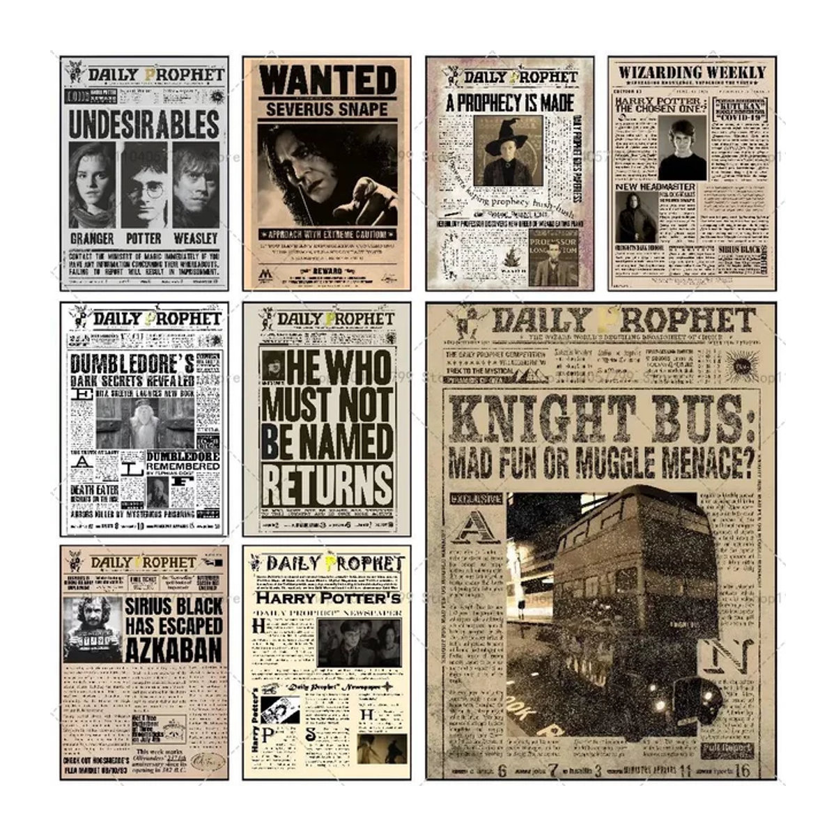 Harry Potter Film Poster Selbstklebender Wandaufkleber Vintage Wandbild Wasserdicht für Bar und Zimmer Dekoration Mehrfarbig - Bild 1