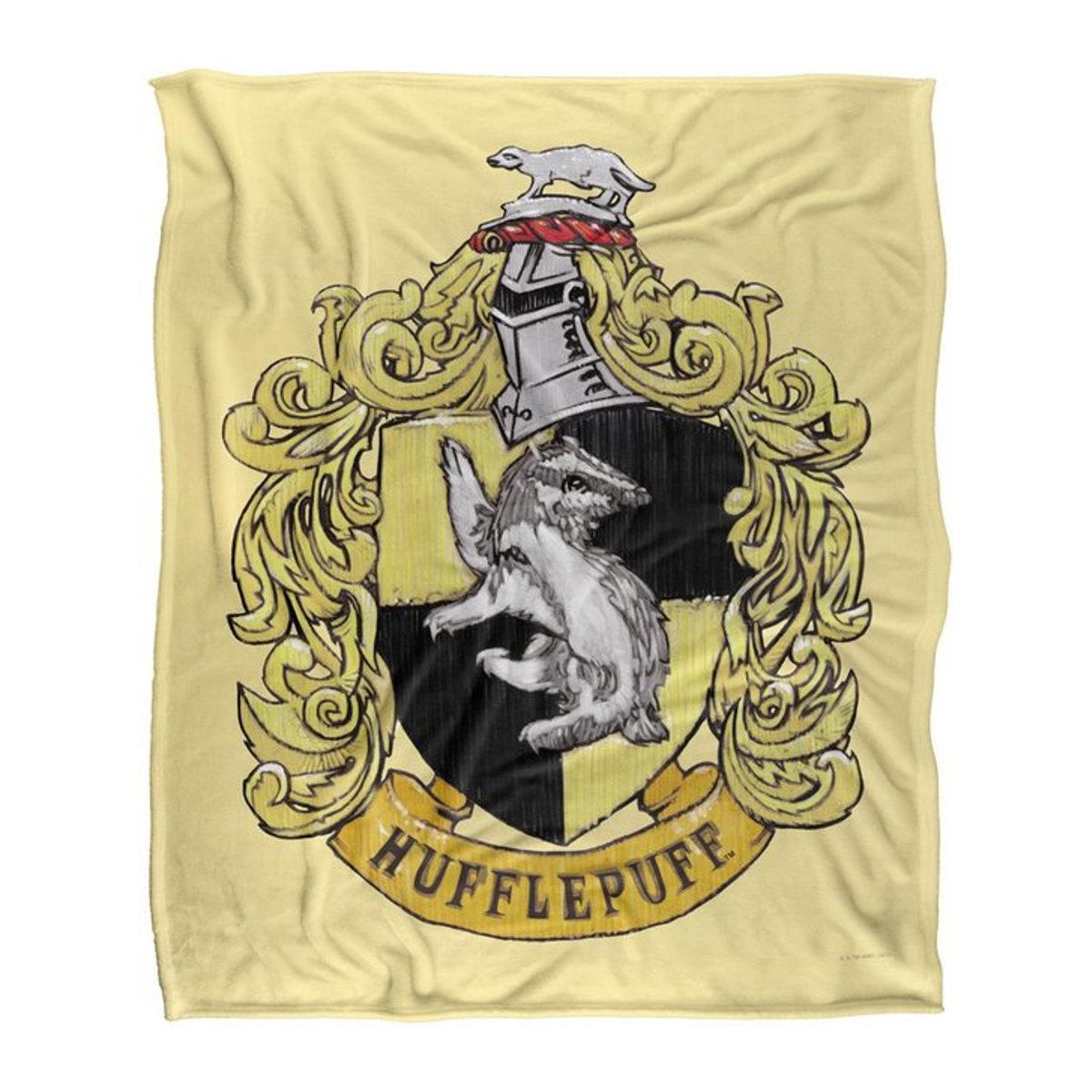 Harry Potter Hufflepuff Decke mit gesticktem Wappen in Schwarz, One Size, warm - Bild 1
