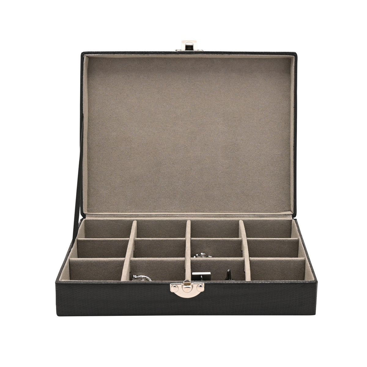 Harvey Makin Manschettenknopfbox für 12 Manschettenknöpfe in Schwarz aus Vinyl - Bild 3