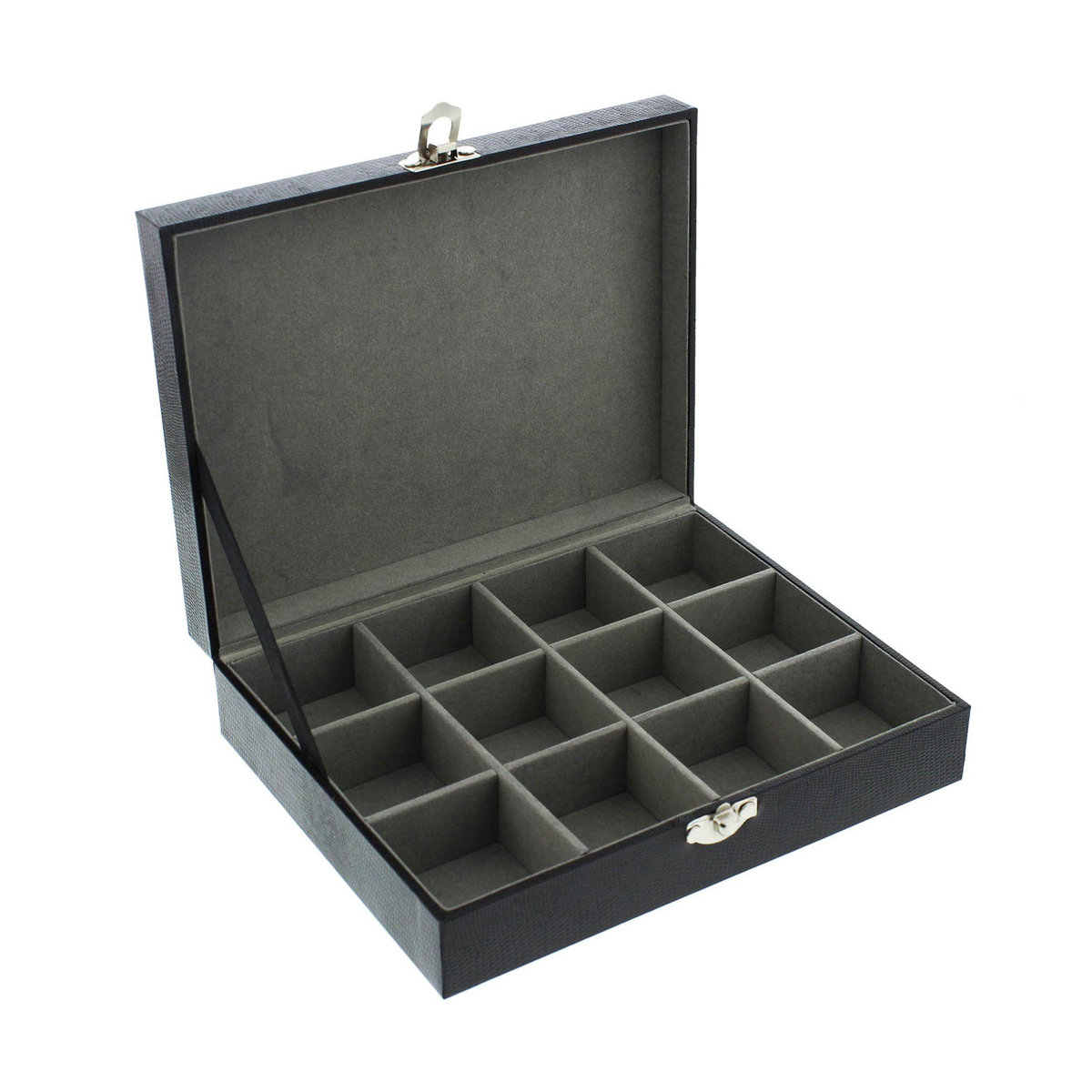 Harvey Makin Manschettenknopfbox für 12 Manschettenknöpfe in Schwarz aus Vinyl - Bild 5