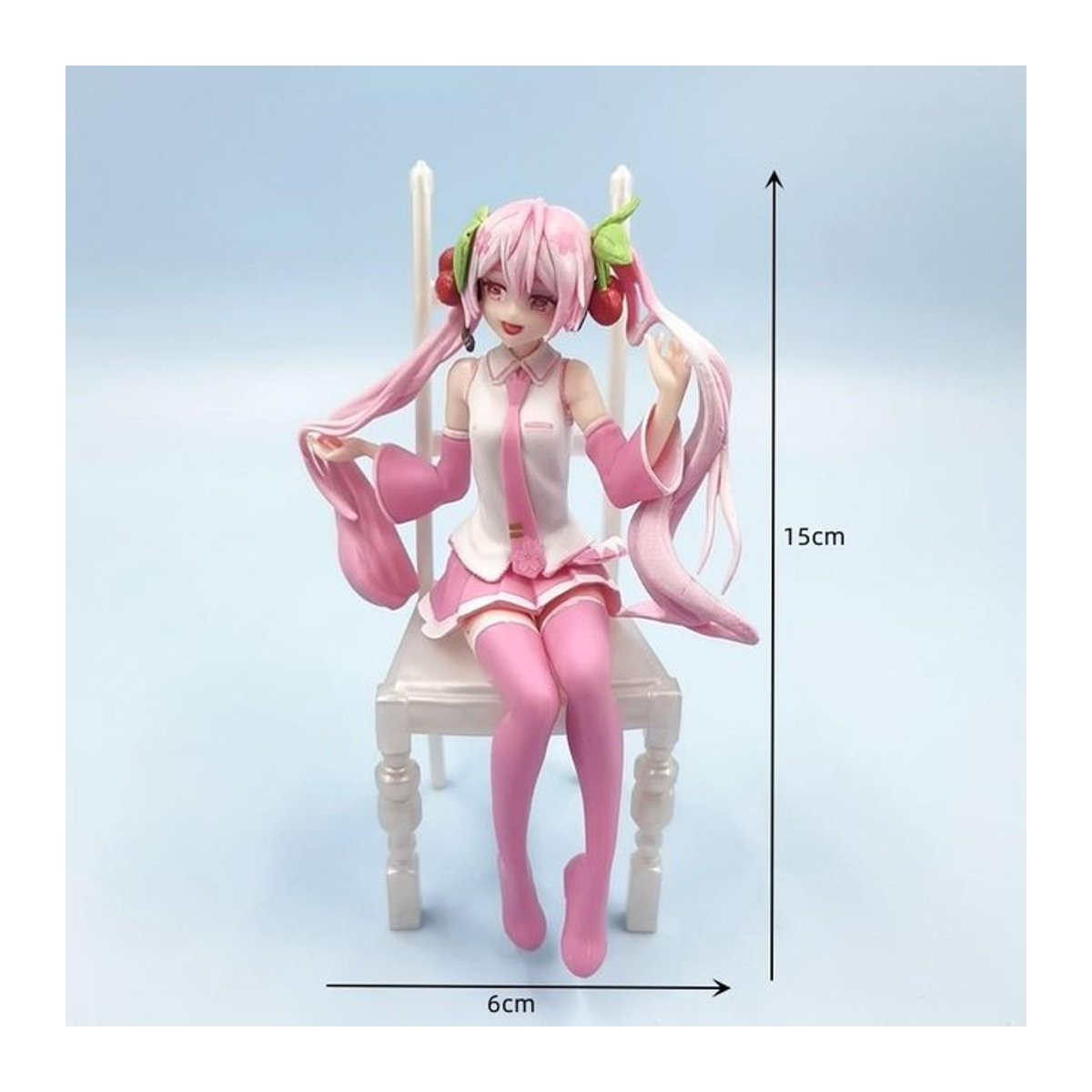 Hatsune Miku Anime Figur von Discover Intime in Weiß und Rosa mit Stuhl als Sammlerstück und Dekoration - Bild 1