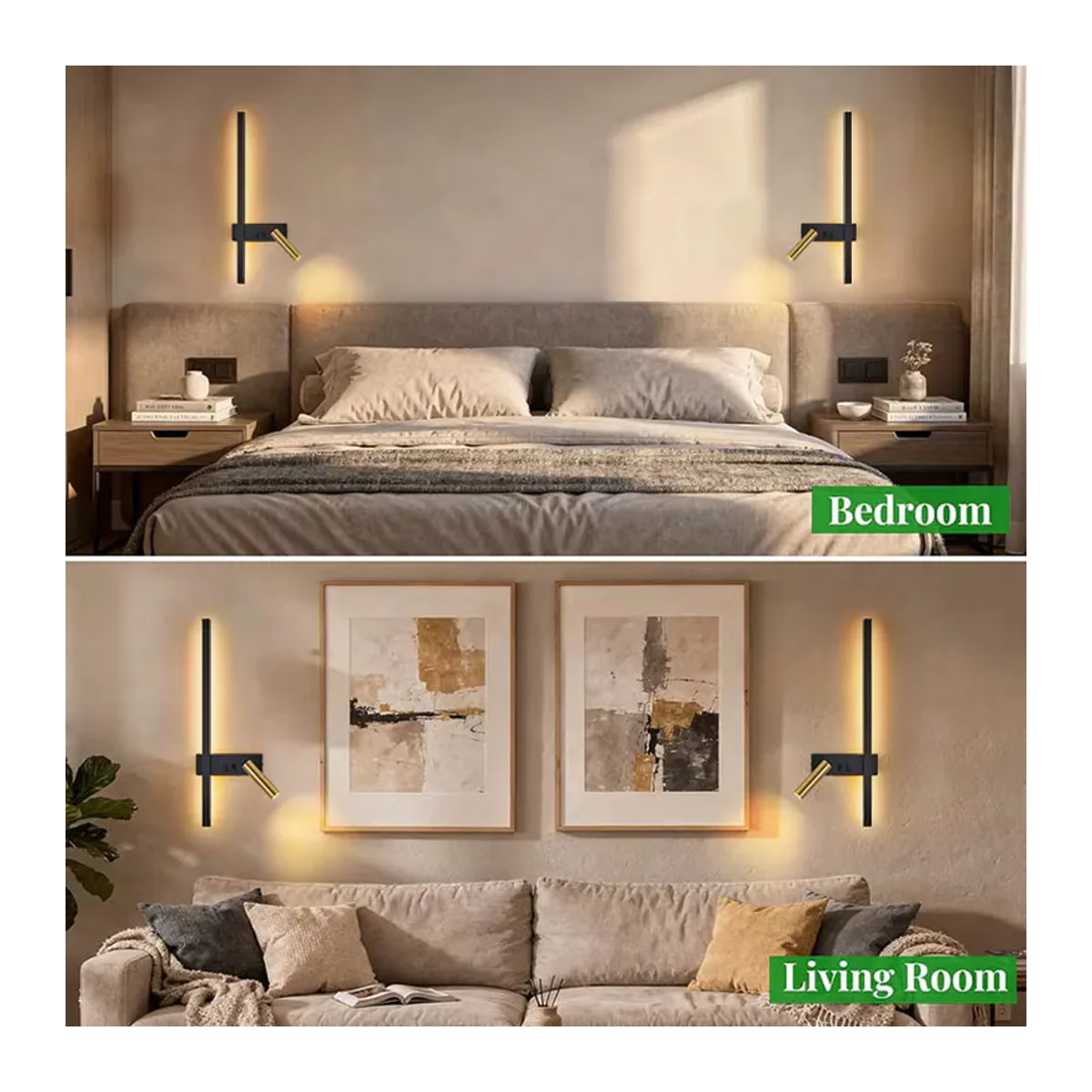 HAULVANG Moderne LED-Wandleuchte aus Aluminium in Schwarz mit Spotlight und unabhängigem Schalter für Innenräume - Bild 2