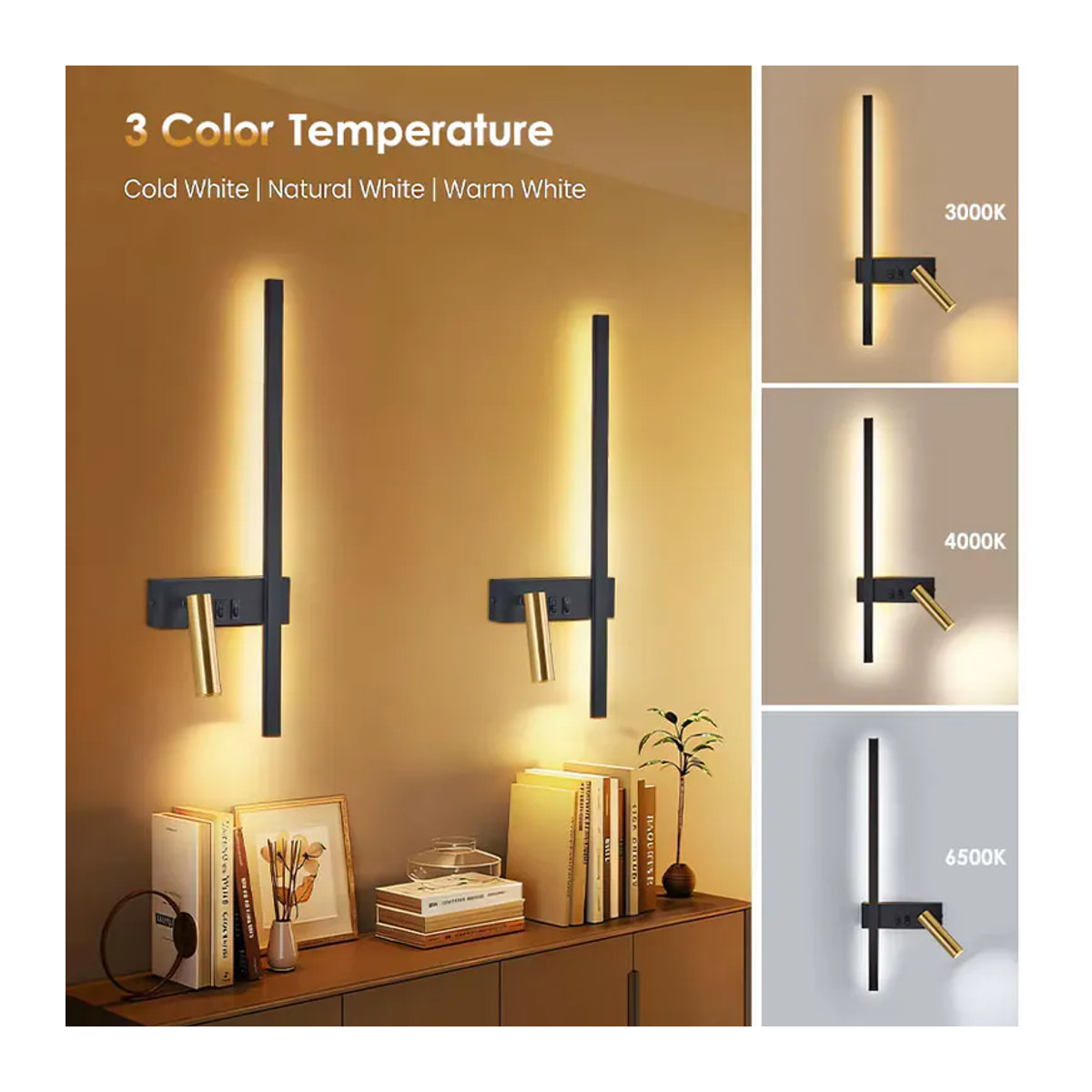 HAULVANG Moderne LED-Wandleuchte aus Aluminium in Schwarz mit Spotlight und unabhängigem Schalter für Innenräume - Bild 4