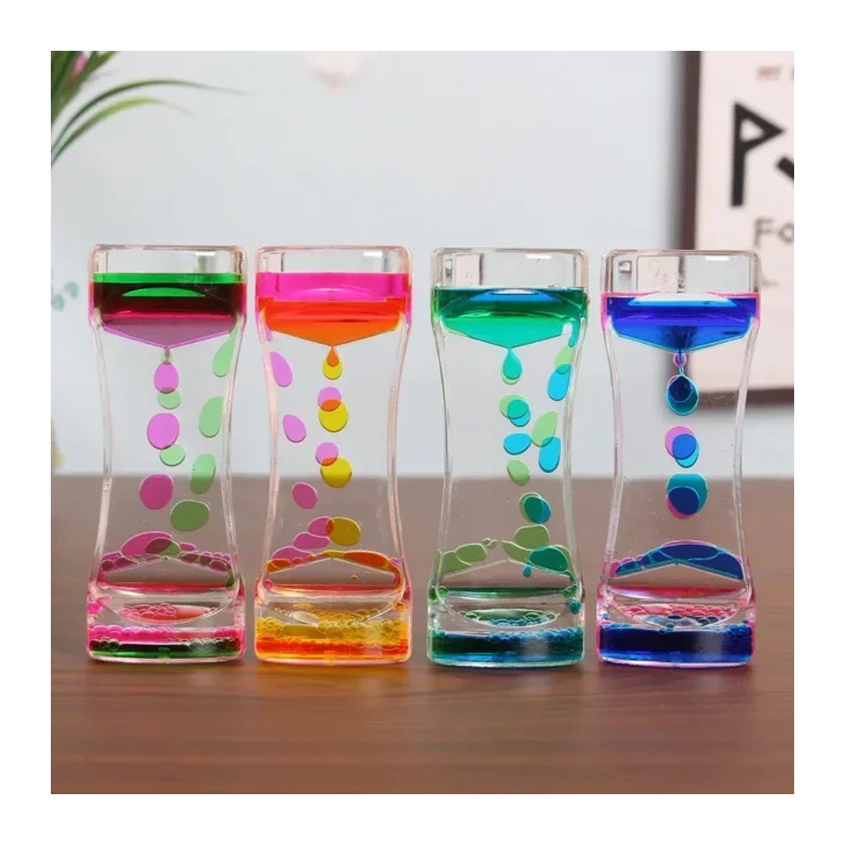Hause Sanduhr Timer mit Flüssigkeitsbewegung als sensorisches Spielzeug zur Stressbewältigung, mehrfarbig, Glas - Bild 1