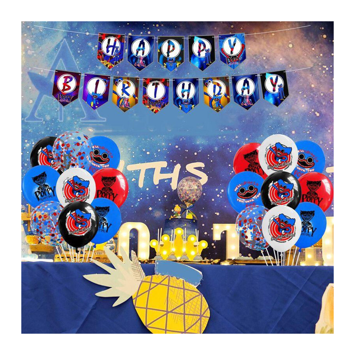 HauteHive Poppy Playtime Wuggy Geburtstagsdekoration Set mit 10 roten Latexballons für Kinder - Bild 1