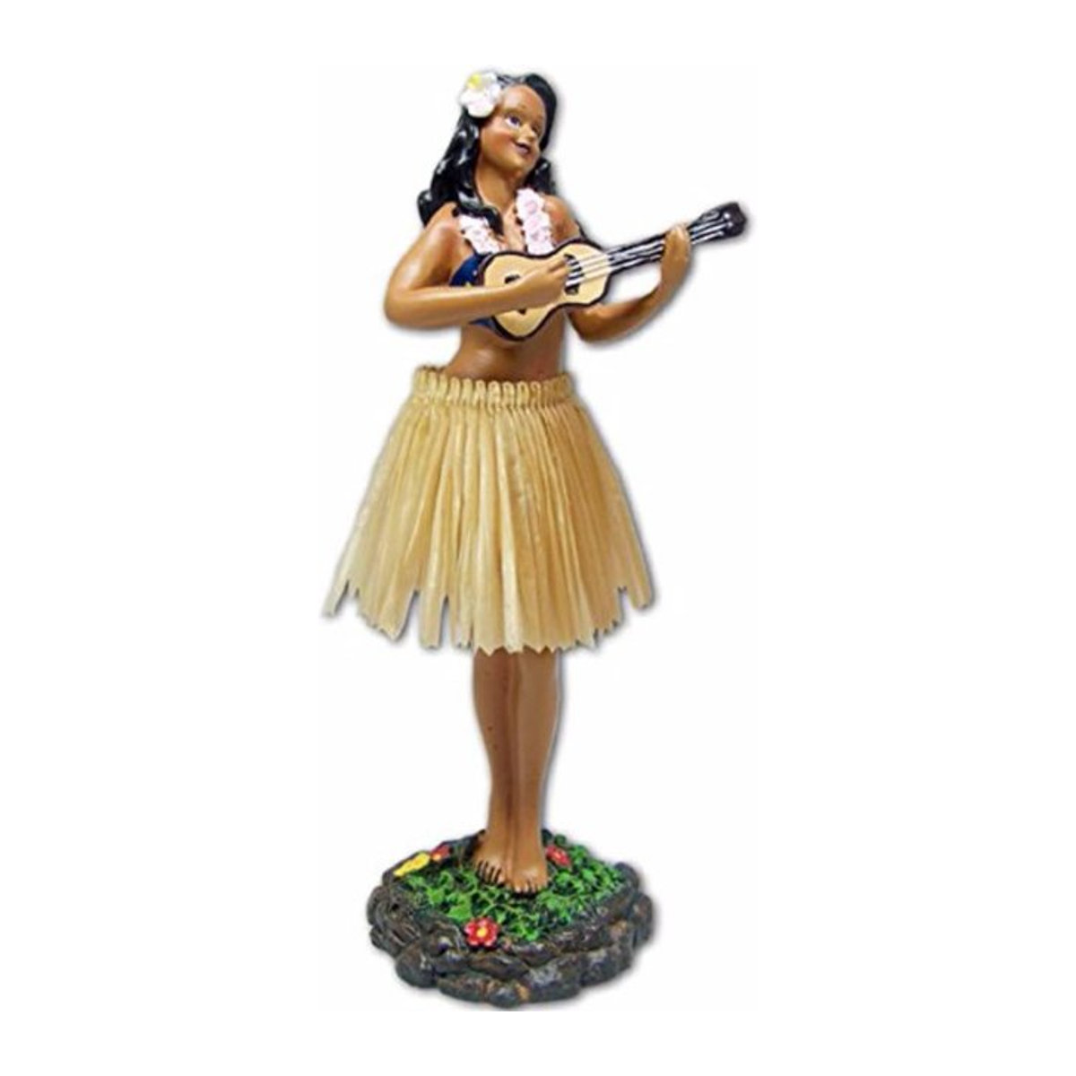 Hawaii Leilani Armaturenbrett-Puppe von perfeclan, tanzende hawaiianische Tänzerin mit Ukulele und Gitarre, mehrfarbige Dekofigur aus Kunstharz - Bild 1