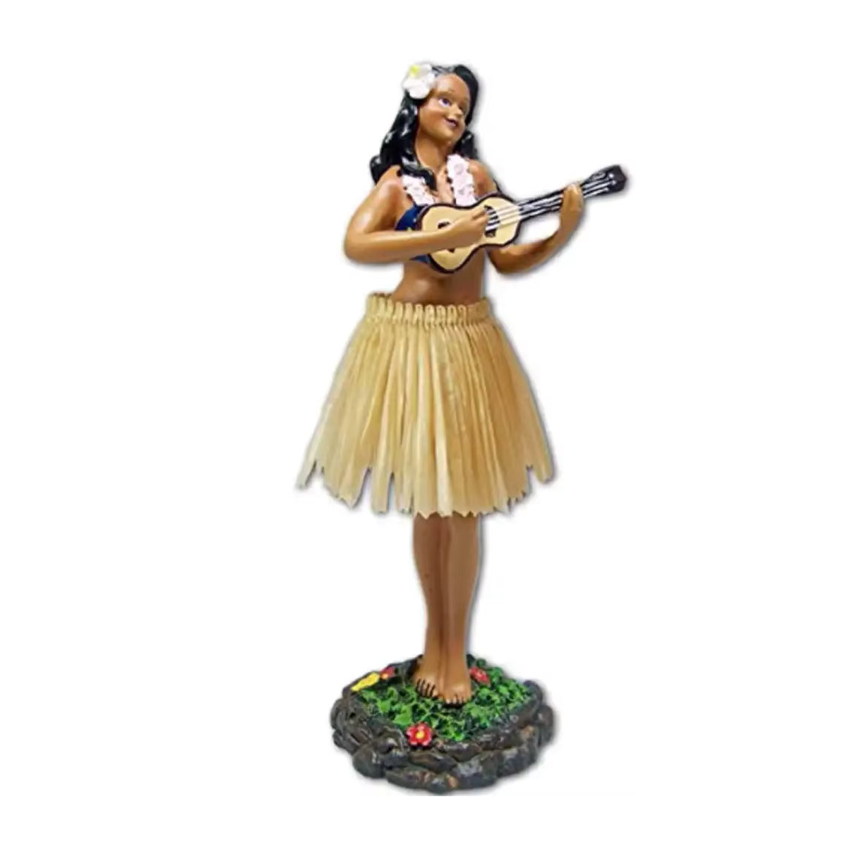 Hawaii Leilani Armaturenbrett-Puppe von perfeclan, tanzende hawaiianische Tänzerin mit Ukulele und Gitarre, mehrfarbige Dekofigur aus Kunstharz - Bild 6