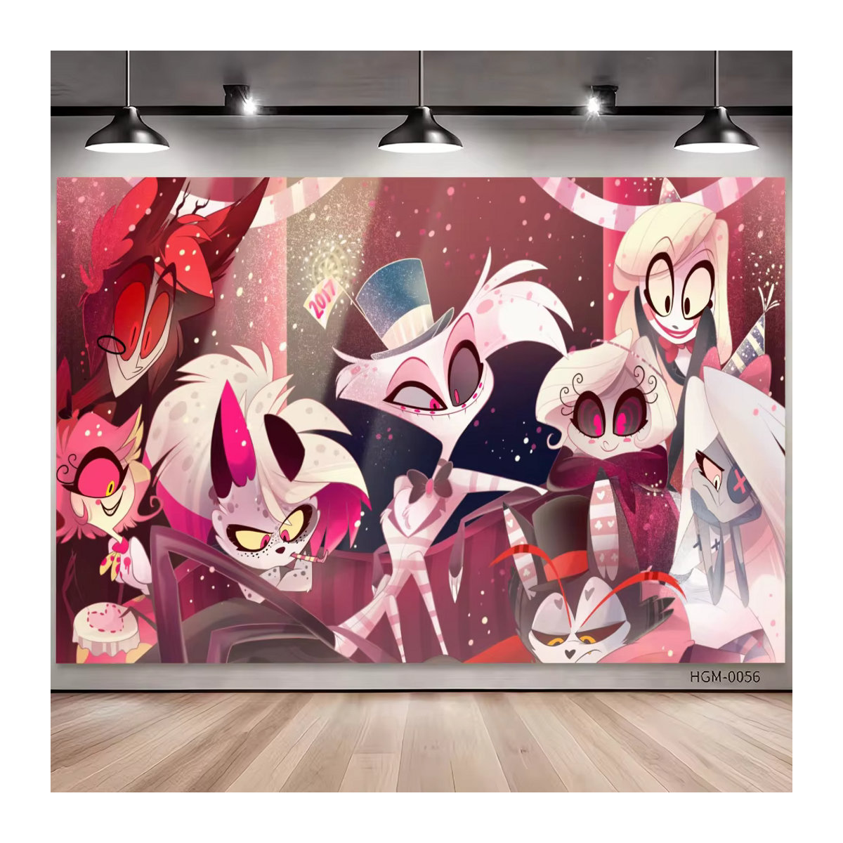 Hazbin Hotel Fotohintergrund mit floralem Design für Kindergeburtstage und Fotografie, mehrfarbig, B: 120 cm, H: 70 cm - Bild 4