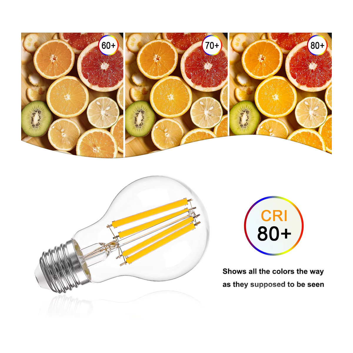 Hcnew Edison LED-Glühbirne A19 E27 Filament-Lampe, 12 W, 1521 Lumen, dimmbar, 2700 K Warmweiß, Retro-Design - Bild 4