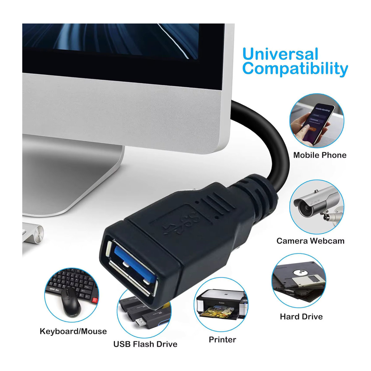 HDmatters USB 3.0 Verlängerungskabel Schwarz, Stecker auf Buchse für Windows, Mac und PC - Bild 3