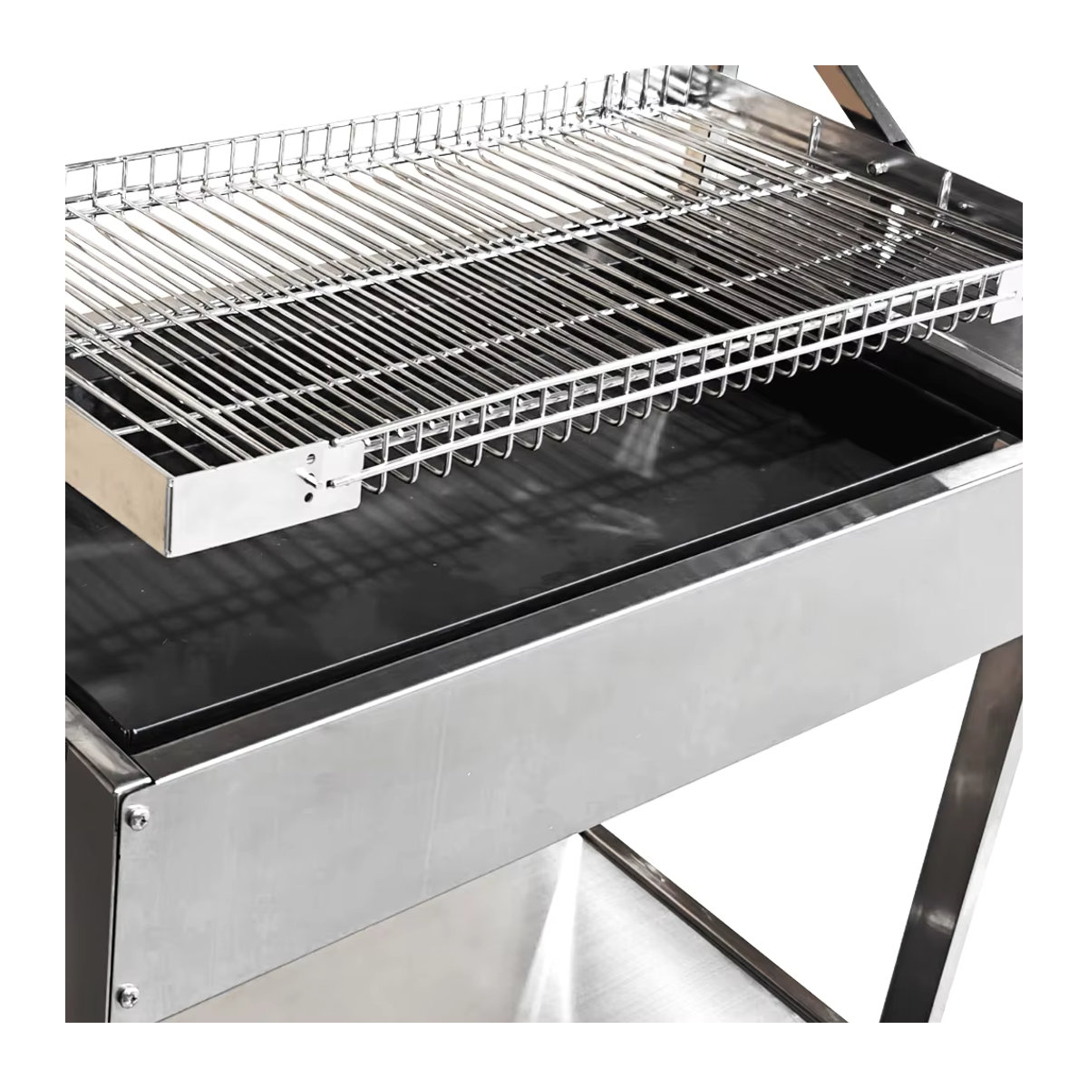 HDWYSY.COM Tragbarer Holzkohlegrill aus Edelstahl in Silber, 360 Grad drehbar und zusammenklappbar für Camping und Garten - Bild 5