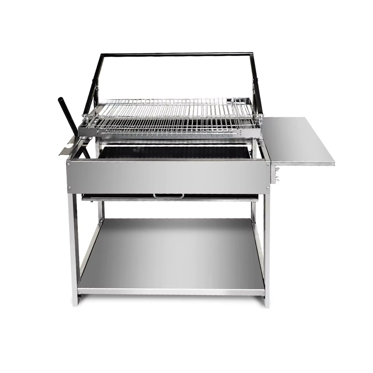HDWYSY.COM Tragbarer Holzkohlegrill aus Edelstahl in Silber, 360 Grad drehbar und zusammenklappbar für Camping und Garten - Bild 6