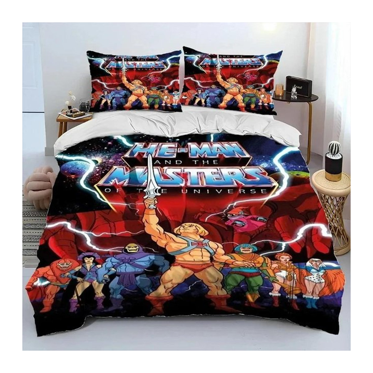He-Man und die Masters of the Universe Bettwäsche-Set mit Bettbezug und Kissenbezug, Queen-Größe, Breite: 228 cm, Höhe: 228 cm, 3-teilig - Bild 1