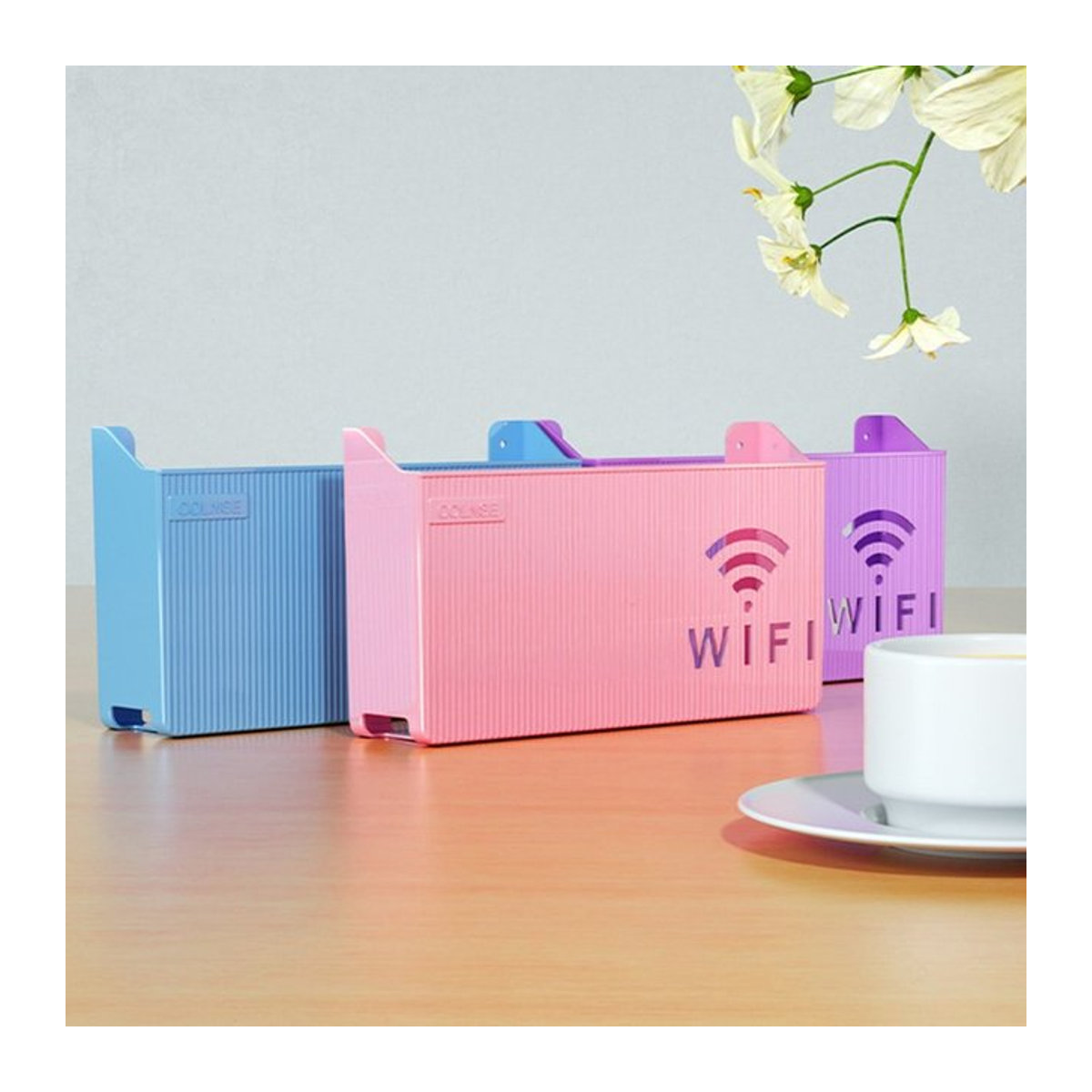 Hedahlia Wandregal aus Kunststoff in Grau oder Bunt, minimalistisches Design für Wohnzimmer und Schlafzimmer - Bild 1