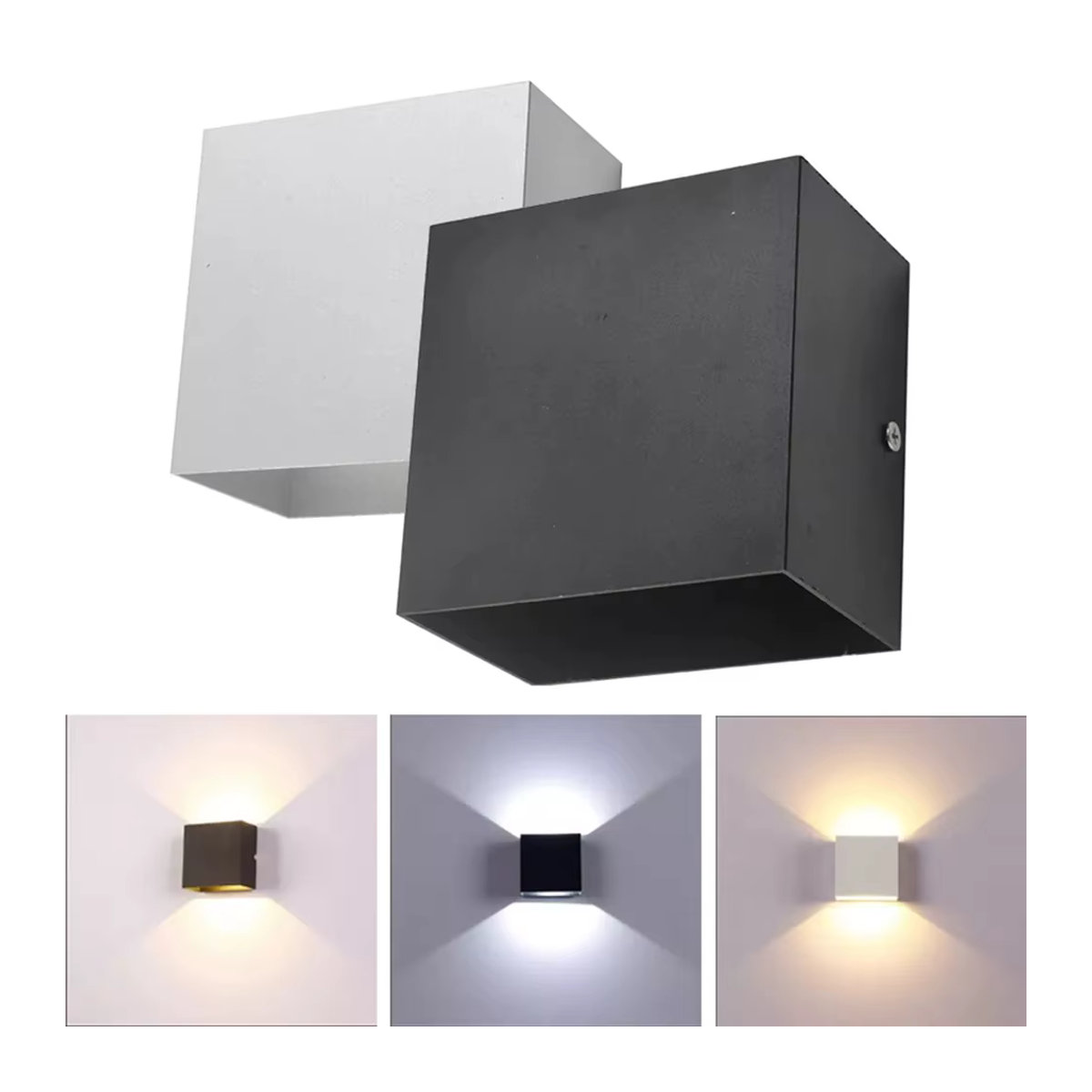Heevye LED Wandlampe Aluminium Cube Stil in Weiß minimalistisch für Schlafzimmer Wohnzimmer und Korridor - Bild 3